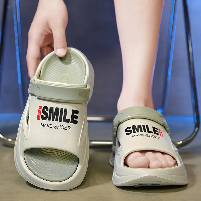 

Summer Beach Slippers Men Thick Sole Anti Slip Slipper Soft Sole Simplicity Sandals Ultra Light Outdoor Men Dual-use Slippers