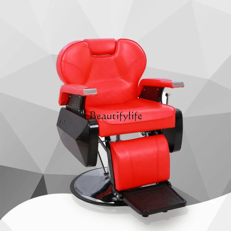 Ls51Red Barber Chair Reclining Explosion-proof Hydraulic Hair Clipper Chair