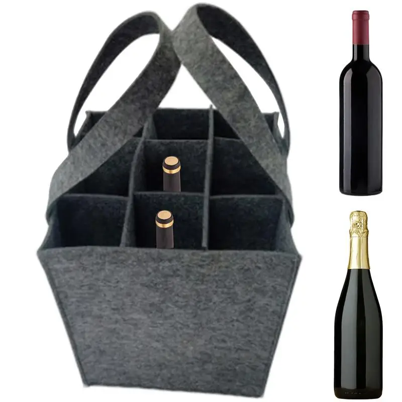 Wine Tote Felt 9 Bottle Insulated Leakproof Wine Bag Wine Bag For Travel. Picnic Byob Portable Leakproof Wine Tote Bag For