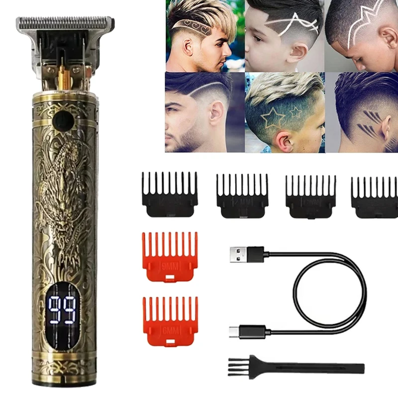 

2026 T9 Vintage Hair Clipper Electric Fast Charging Portable Hair Trimmer Barber Shaver Hair Cutting Machine / Accessories