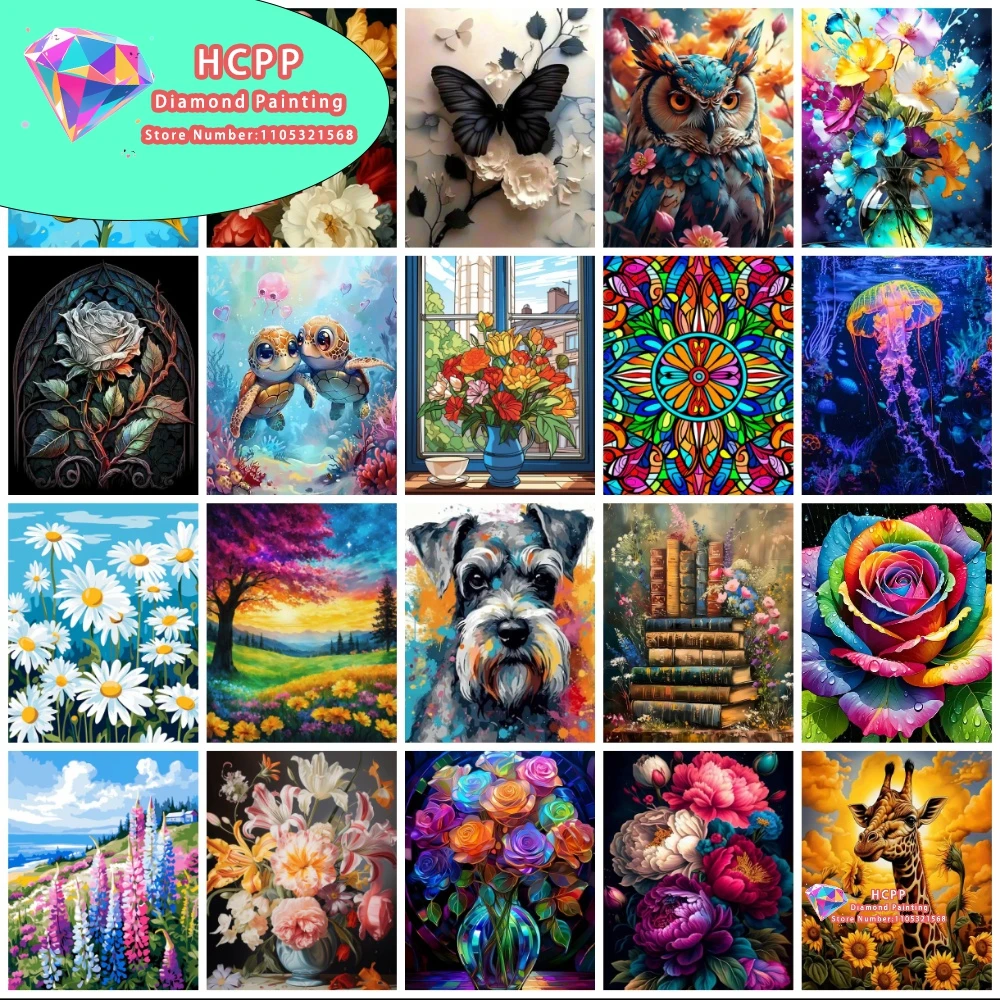 Art Craft Jellyfish - Blumen Tier Hund Qualle Diamant-Malerei-Set Quadratische