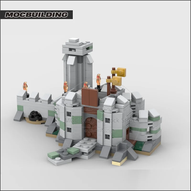 Ringe Film MOC Bausteine Mini 9474 Battle of Helm's Deep Diorama Architektur Modell Spielzeug Technologie Ziegel Display Geschenke