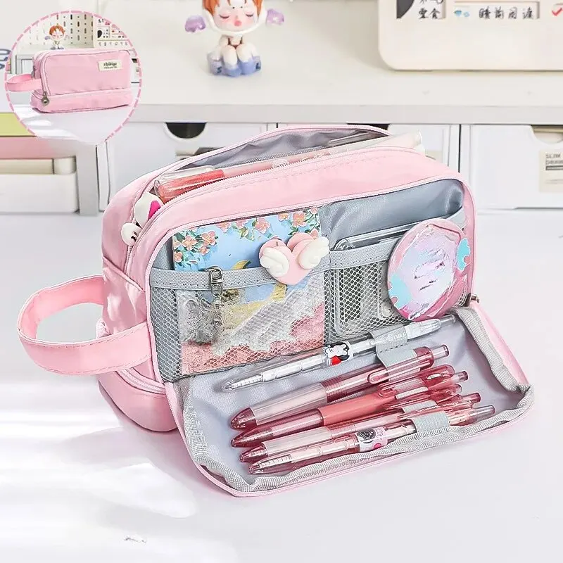 Pencil Bag for School Students with Large Capacity Multi-functional Pen Case Macaron Color Matching Cute Pencil Case