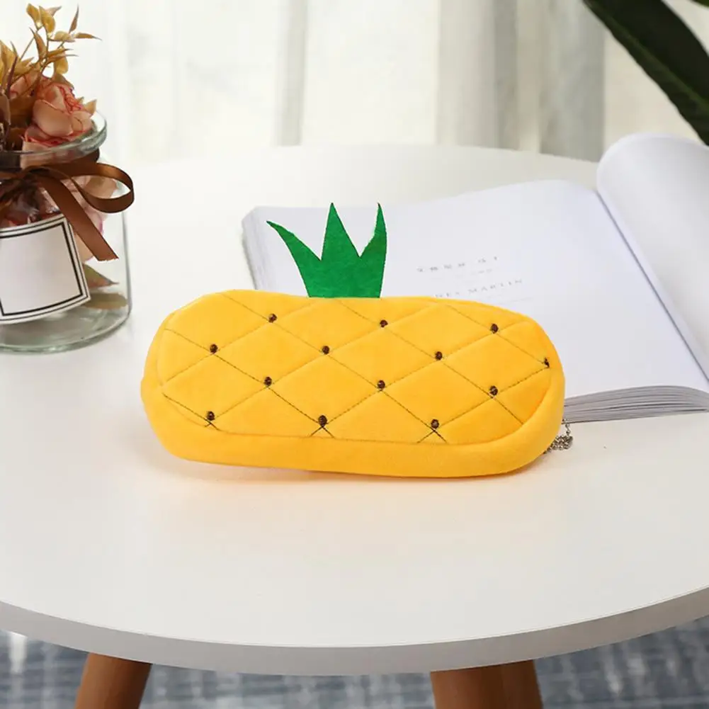 Flannel  Useful Cartoon Strawberry Shape Pencil Bag Bright Color Pen Case Fine Workmanship   Home Supplies