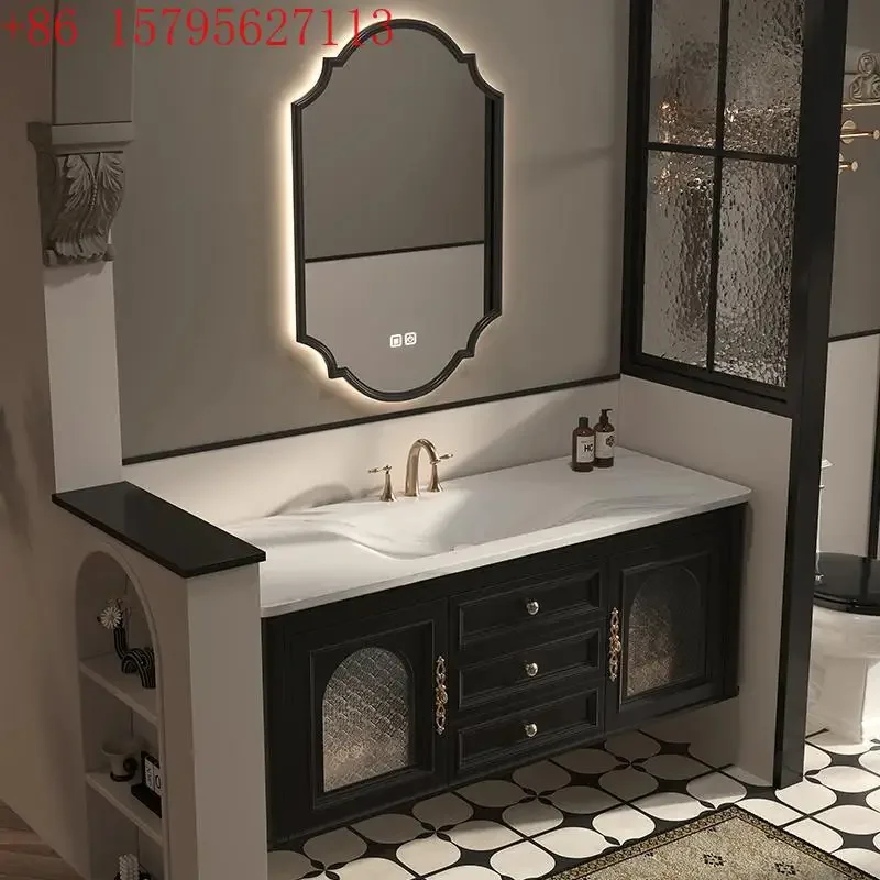 

French vintage slate hot bending integrated basin bathroom cabinet toilet American washbasin