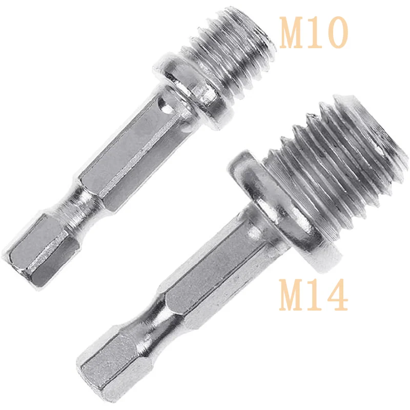 M10/M14 Thread Adapter Screwdriver Bit 2/5Pcs Round Hexagon Connecting Rod Chuck for Electric Drill Rotary Backing Pad Polishing