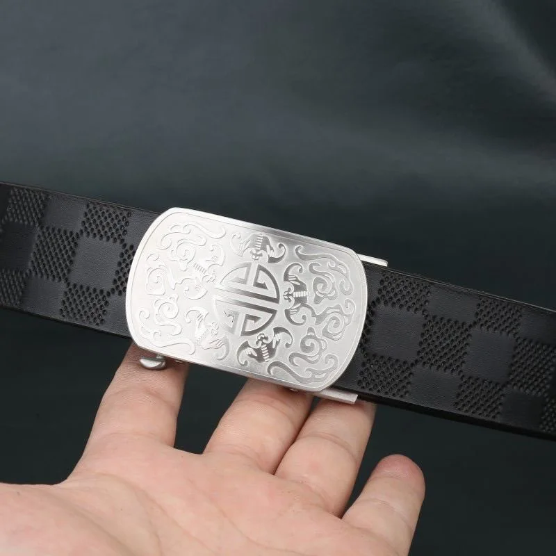ceinture-en-cuir-de-vache-veritable-noir-a-carreaux-fabriquee-a-la-main-importee-d'italie-avec-une-couche-superieure-en-cuir-de-vache-et-une-boucle-en-acier-inoxydable-304