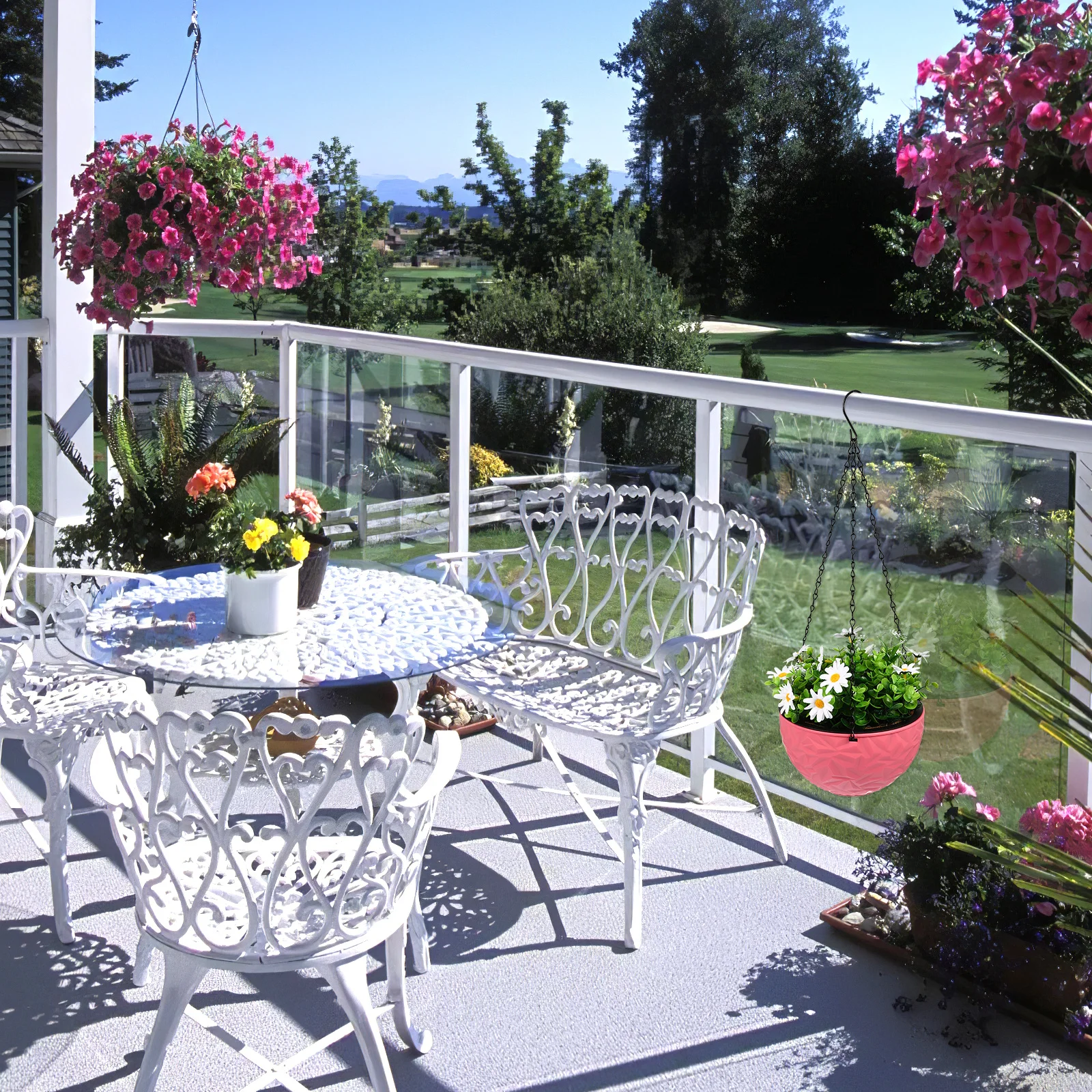 

1pc Plastic Decor Pot Durable Flower Container For Balcony Garden Garden Hanging Plant Pot Home Decor Hanging Planter