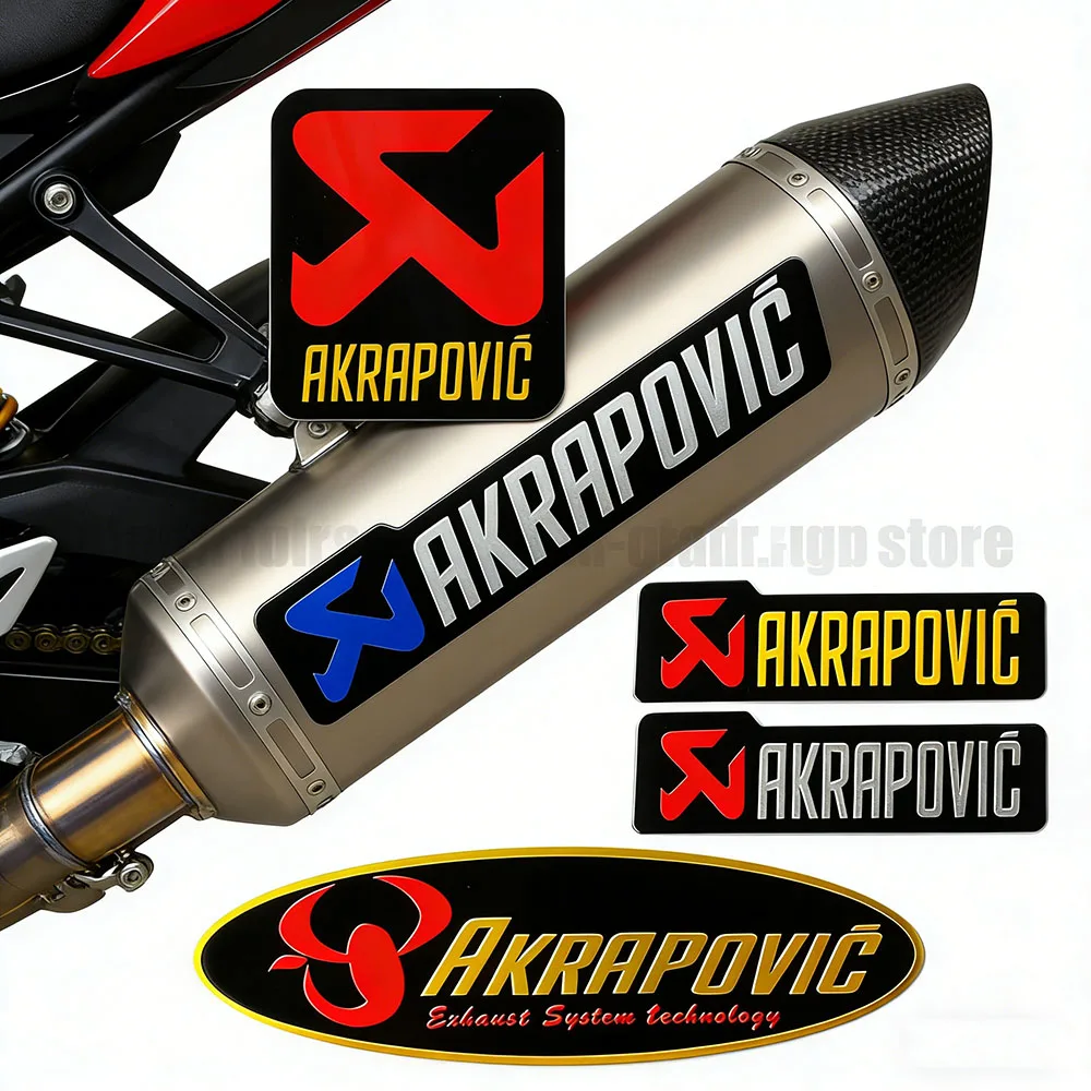 For Akrapovic Motorcycle Exhaust Pipe Stickers Metal Aluminum Emblem Decals Bike Muffler Logo Badge Motorbike Accessories