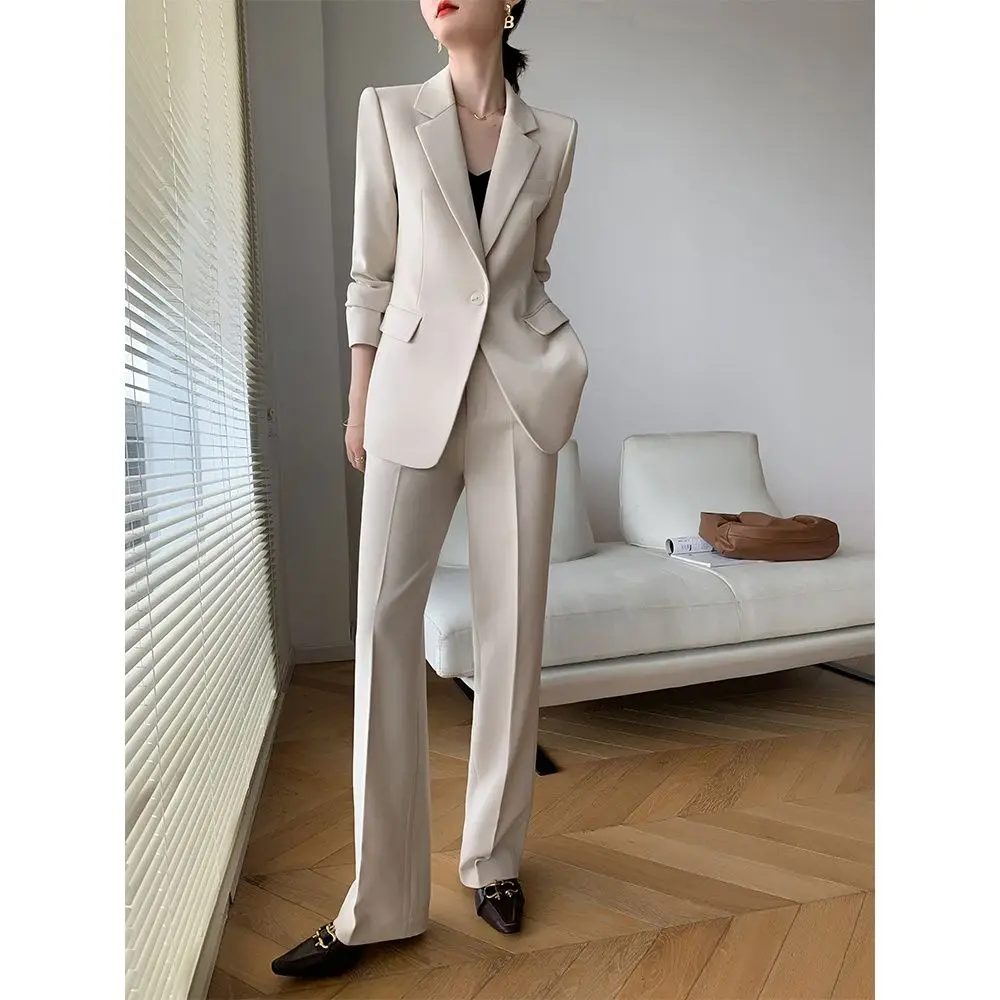 Chaqueta ajustada de Boutique para mujer, Blazer informal, pantalones elegantes de dos piezas, traje de oficina, novedad de primavera, 2023