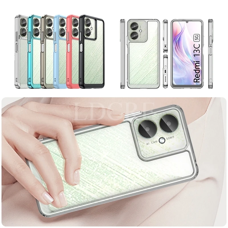 

For Xiaomi Redmi 13C Case Luxury Silicone Clear Bumper Shell For Redmi 13C Case TPU Shockproof Case For Xiaomi Redmi 13C Cover