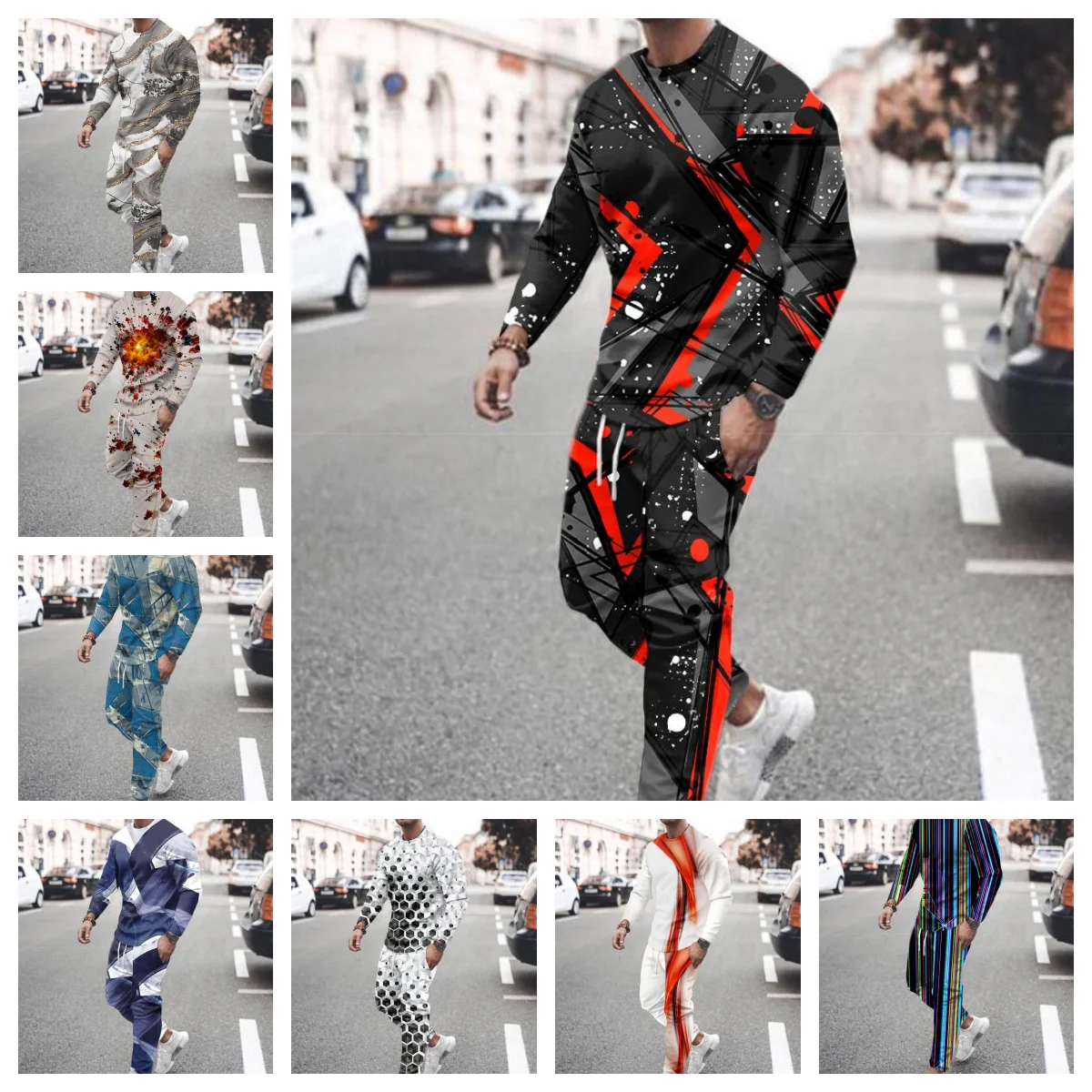 

25-26 Весенне-осенняя горячая распродажа, роскошный уличный повседневный мужской костюм для взрослых, модный костюм с длинными рукавами, повседневный спортивный крутой тренд, свободный Y2K