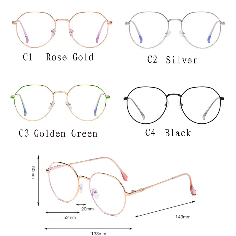 مكافحة الضوء الأزرق المعادن المضلع قصر النظر نظارات النساء الرجال الكمبيوتر النظارات البصرية للجنسين حملق #6