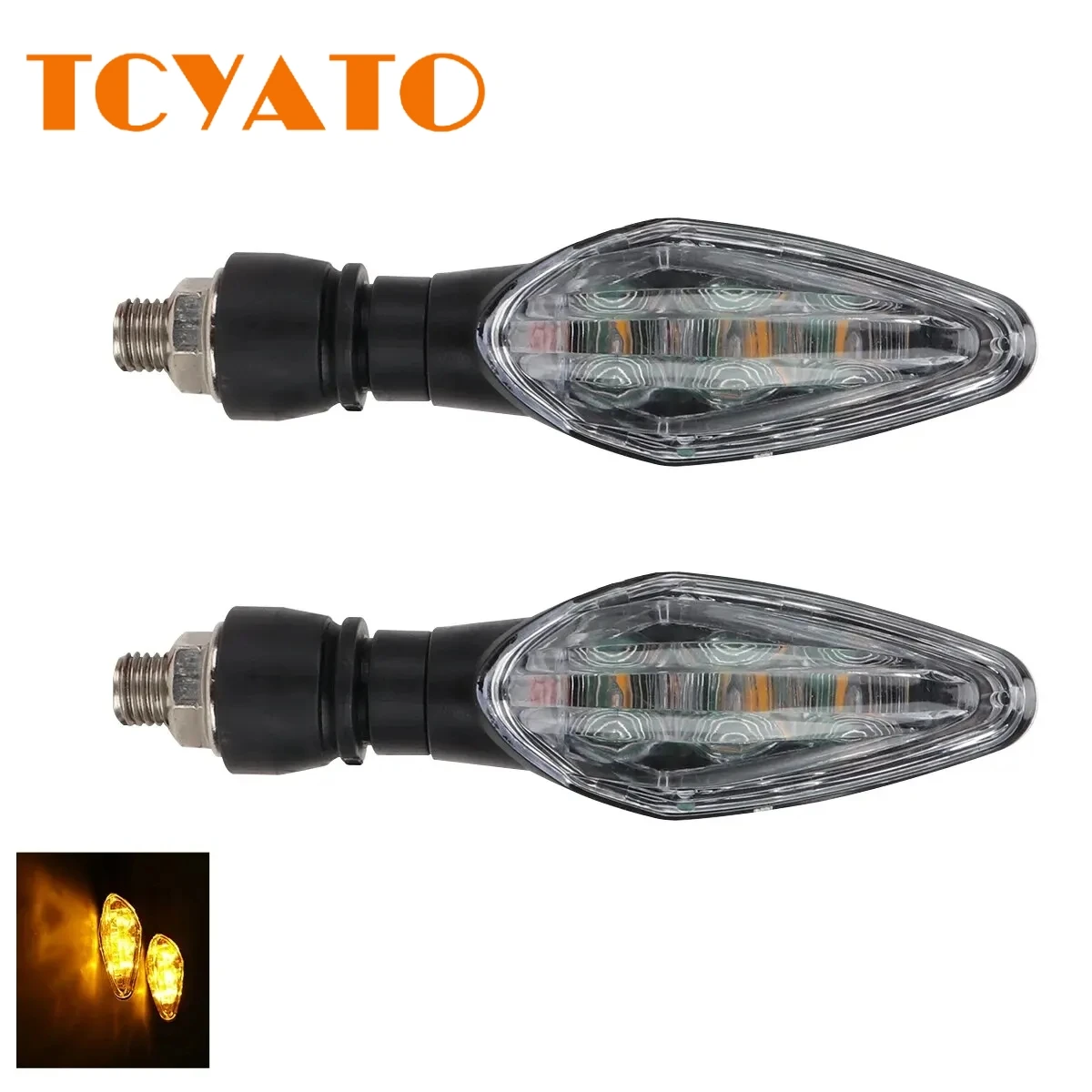 TCYATO Motorcycle Turn Signal Light Amber Indicator Universal Waterproof Motorbike Scooter Warning Rear Tail Lights Running