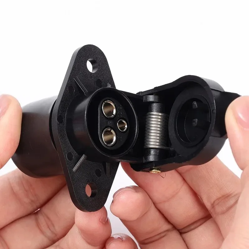 3-Pin European Trailer Plug 12V Brass Contacts Trailer Connector Light Wiring Waterproof Nylon Connector for Truck Caravan RV
