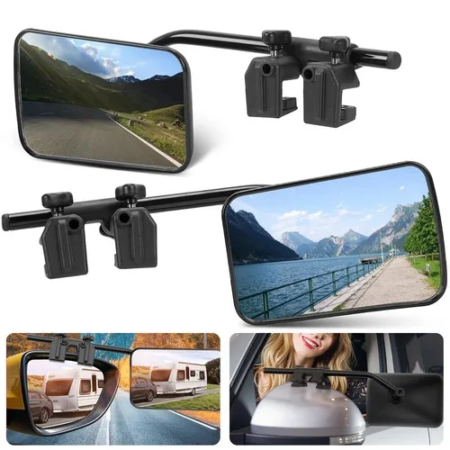 2 Piezas 360 °   Espejos Retrovisores Ajustables Universales, Resistentes al Agua y al Desgaste, para SUV, RV, Remolque, Jeep, Camioneta, Camper, Todos los Vehículos