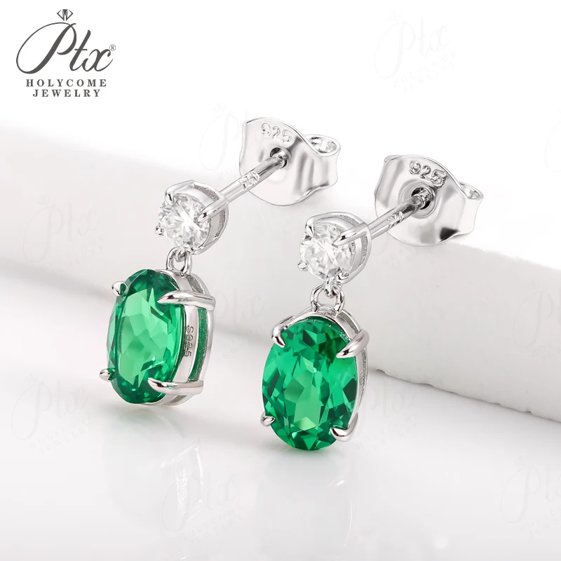 

Красочные серьги с овальными камнями из выращенного в лаборатории муассанита, рубина, сапфира, колумбийского серебра 925 пробы, подарки на День матери, оптом