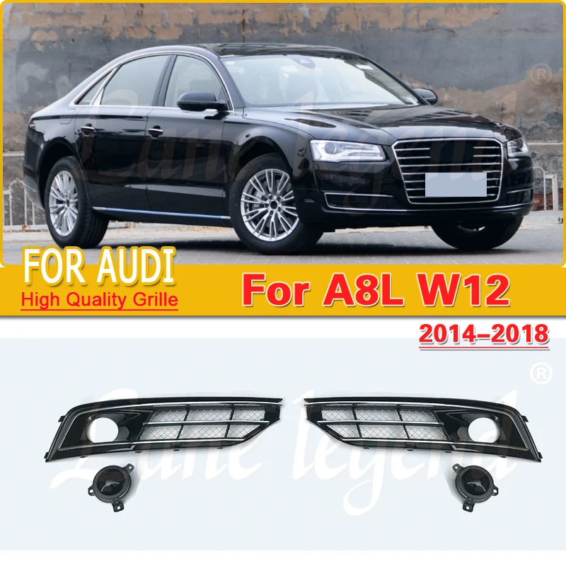 

For Audi A8L A8 D4PA W12 2014-2018 Auto Exterior Accessories Car Front Bumper Fog Light Cover Fog Lamp Frame Grille