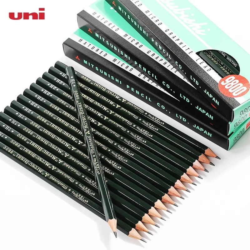 Uni 12PCS/Set H-14B Wooden Lead Pencils Set Professional Drawing Journal Premim Writing lapices For Artists Students Stationery
