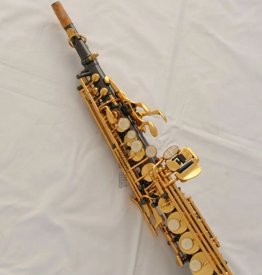 

Professional TAISHAN Straight Soprano Saxophone Black Nickel Sax 2 Necks NEW 2025