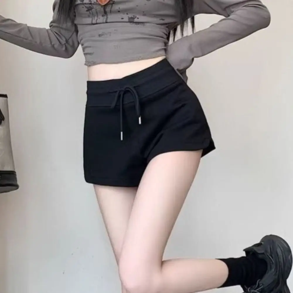 

Шорты с высокой талией на шнурке, облегающие пижамные брюки, популярные женские короткие брюки, брюки с карманами, летние повседневные шорты, летние
