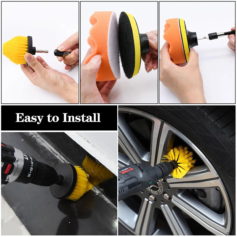 20PCS Car Drill Bit Brush Accessory Set Matte Pad Sponge Multi Purpose Electric Brush Belt Extension Accessory Polishing Pad Set