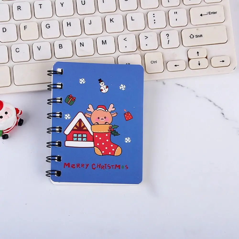 Creative Loose-leaf Christmas Coil Notepad Cute Cartoon Mini Notebook Thickened Side-flip Coil Book Kids Gift