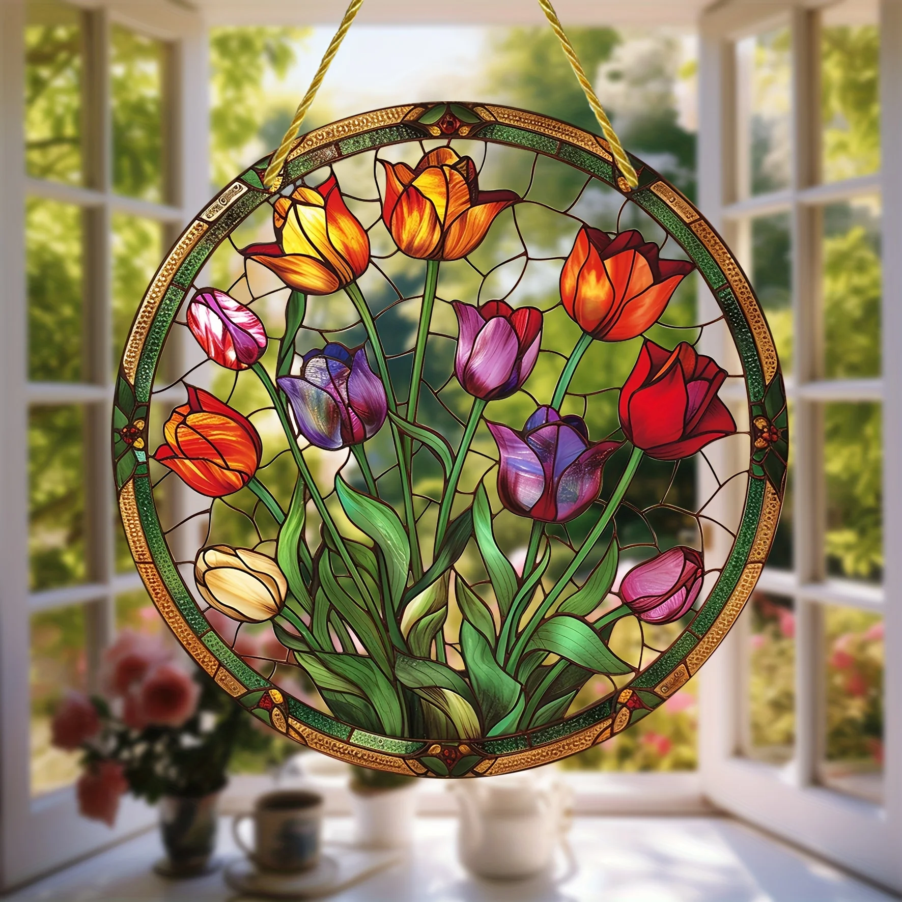 Tulip Suncatcher Stained Window Hanging,Acrylic Sign,Gifts For Women,Festival Decor,Birthday Gifts For Women,Wall,Room Decor