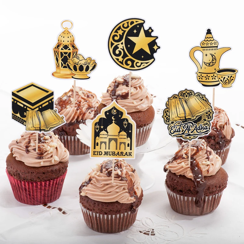 36/12 قطعة عيد مبارك قطاعات الكب كيك رمضان كريم القمر ستار مسجد كعكة الحلوى لتقوم بها بنفسك الديكور الإسلامية مسلم حفلة الخبز أداة