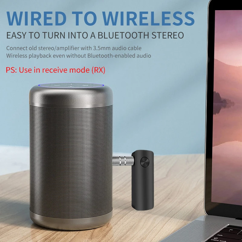 Glangeh Trasmettitore/Ricevitore Bluetooth 5.3 2 In 1 Con Jack 3,5mm – Dual Link Per TV/Auto/Aereo, Batteria Fino A 16 Ore