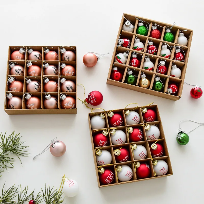 Christmas Ball Ornaments Set Painted Baubles Boxed Christmas Tree Hanging Decor Holiday Home Decoration