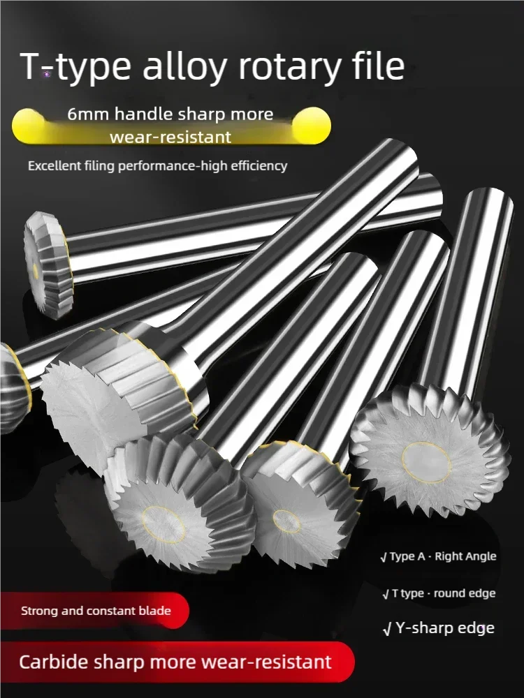 

6mm shank T-type tungsten steel grinding head slotted arc metal grinding tools trapezoidal milling cutter carbide rotary file