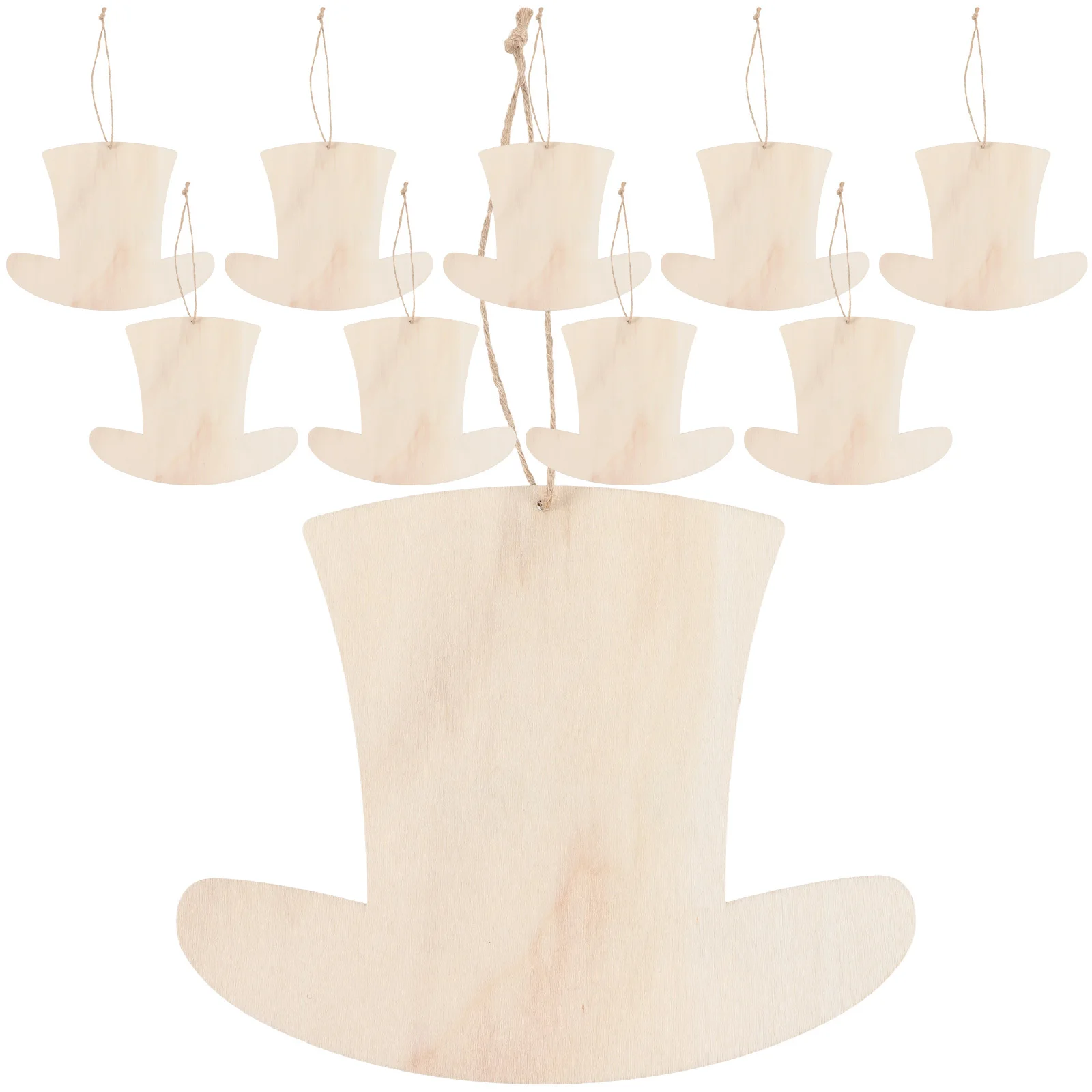 

10pcs Wooden Cowboy Hat Hanging Ornaments Unfinished Diy Craft Slices For Painting Graffiti Decor Wood Cutouts Party Favors Home