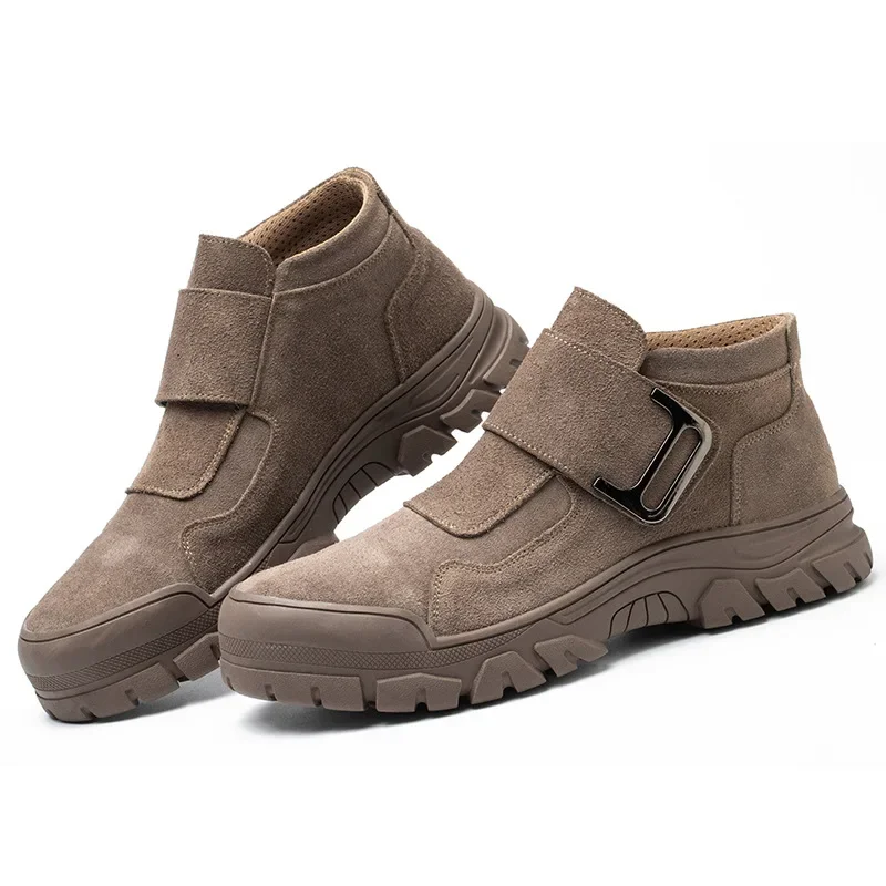 Anti-smash and Anti-puncture Men's Shoes Cowhide Wear-resistant Labor Protection Shoes Welding and Iron-resistant Safety Shoes