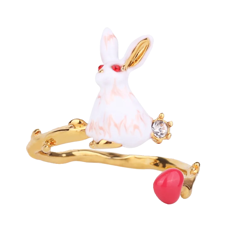 

Кольцо кролика Новый женский нишевый дизайн в стиле Хепберн. Передовое регулируемое открытие.