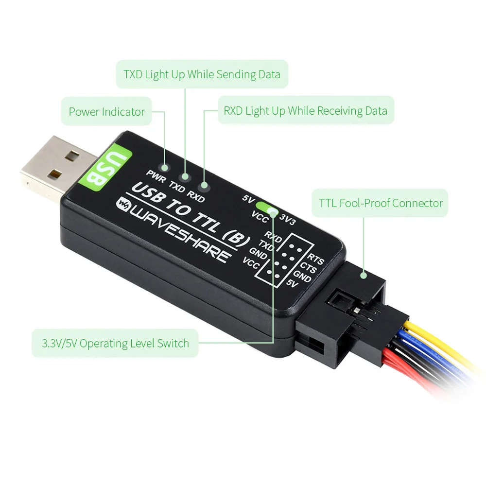 Industrial USB to TTL Converter Original FT232RL Or CH343G Onboard Multi Protection for Mac Windows Linux Android OS