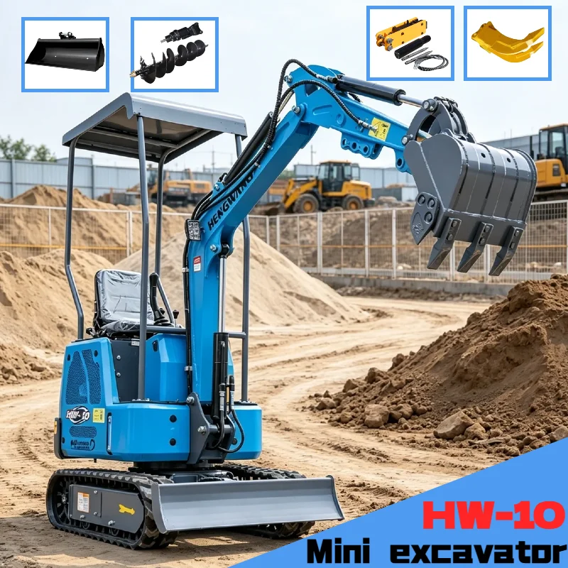 

1 Ton Mini Excavator Hydraulic Crawler Digger Euro 5 EPA Engine Rubber Track For Farm Garden Construction