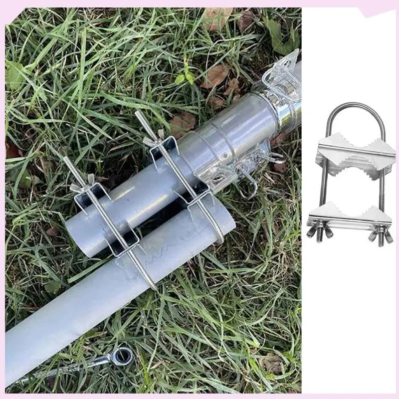 

B24B 3X Double Antenna Mast Clamp V Jaw Block With U Bolts Heavy Duty Anti-Rust Mast To Mast Mount Bracket Kit For TV,CB,Ham