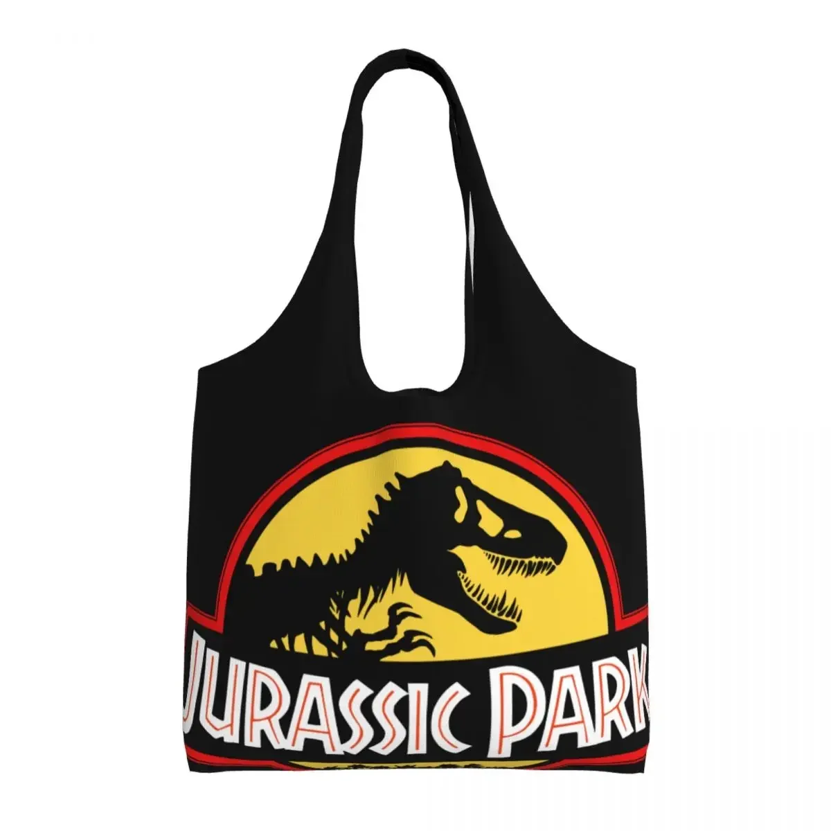 

Reusable Jurassic Parks Dinosaur Print Shopping Bag Women Canvas Shoulder Tote Bag Washable Grocery Shopper Bags Handbag