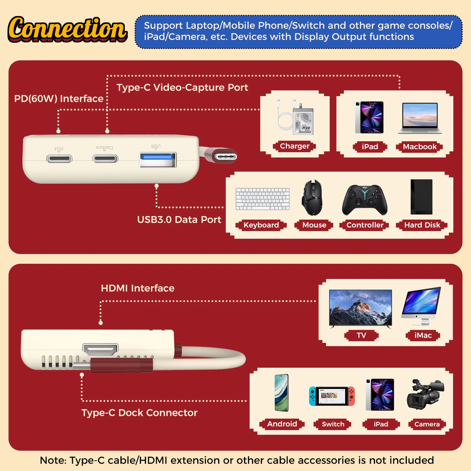 Imagem -05 - Iine-video Capture Card Converter Adicionar Porta de Vídeo 4k 30hz Compatível com Switch Steam Deck Rog Ally