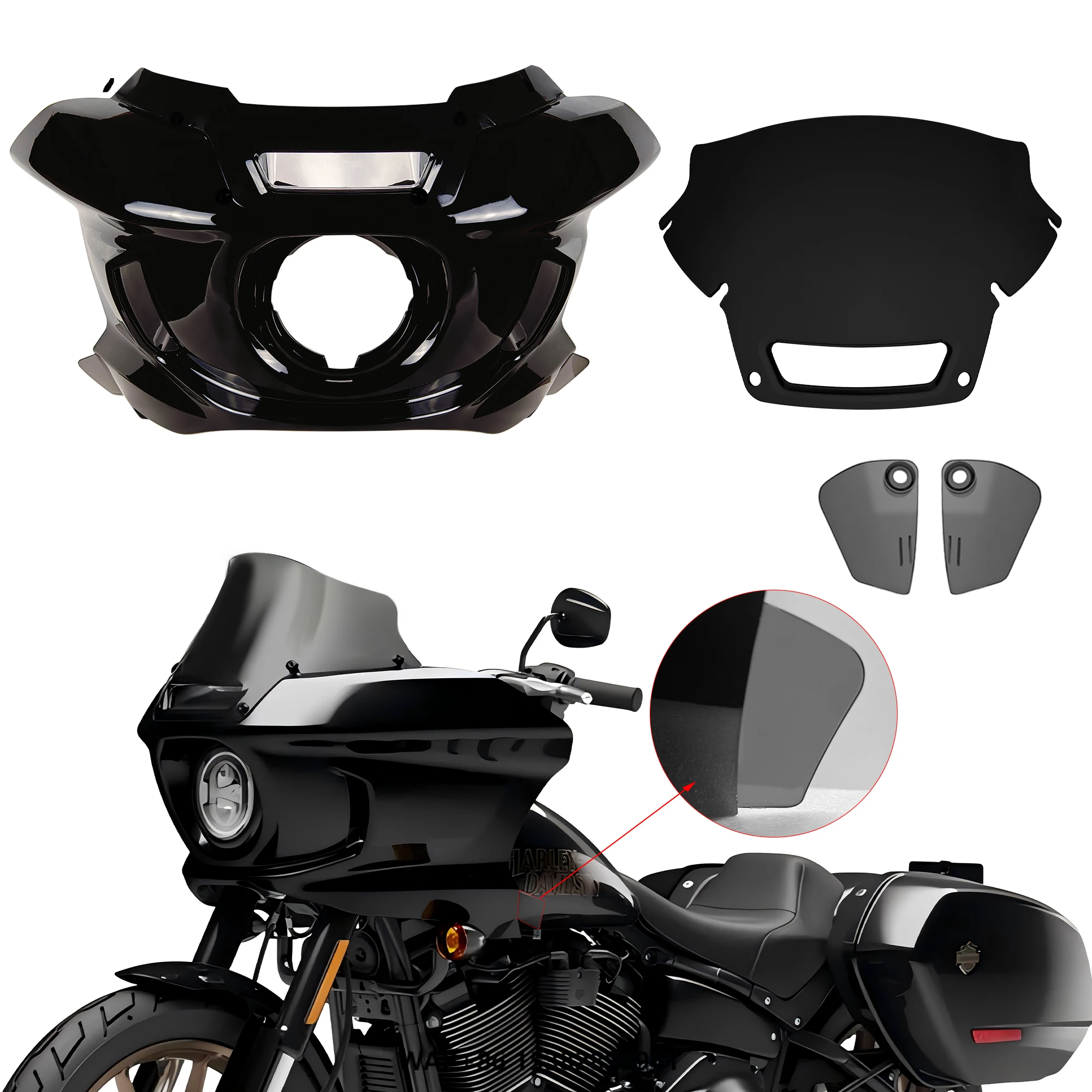 

Motorcycle Low Rider ST Fairing 7" 9" Windshield for Harley Softail Low Rider S FXLRS 2020-2024 Low Rider ST FXLRST 2022-2024