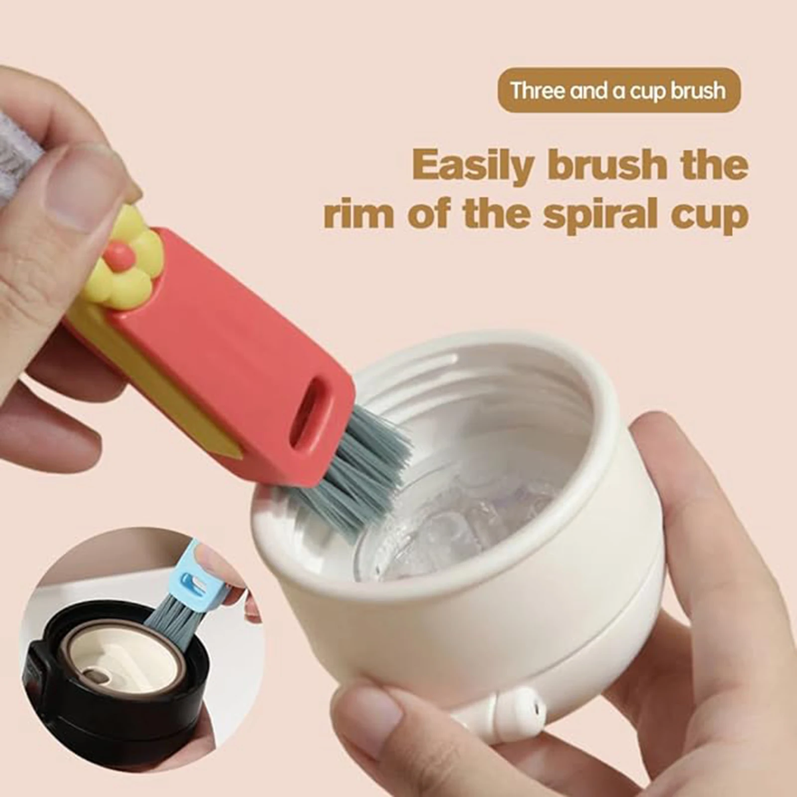 Multifunctional Cup Cleaning Brush Space-Saving Design Straw Cleaner Brush Suitable for Various Cups and Bottles IMNT