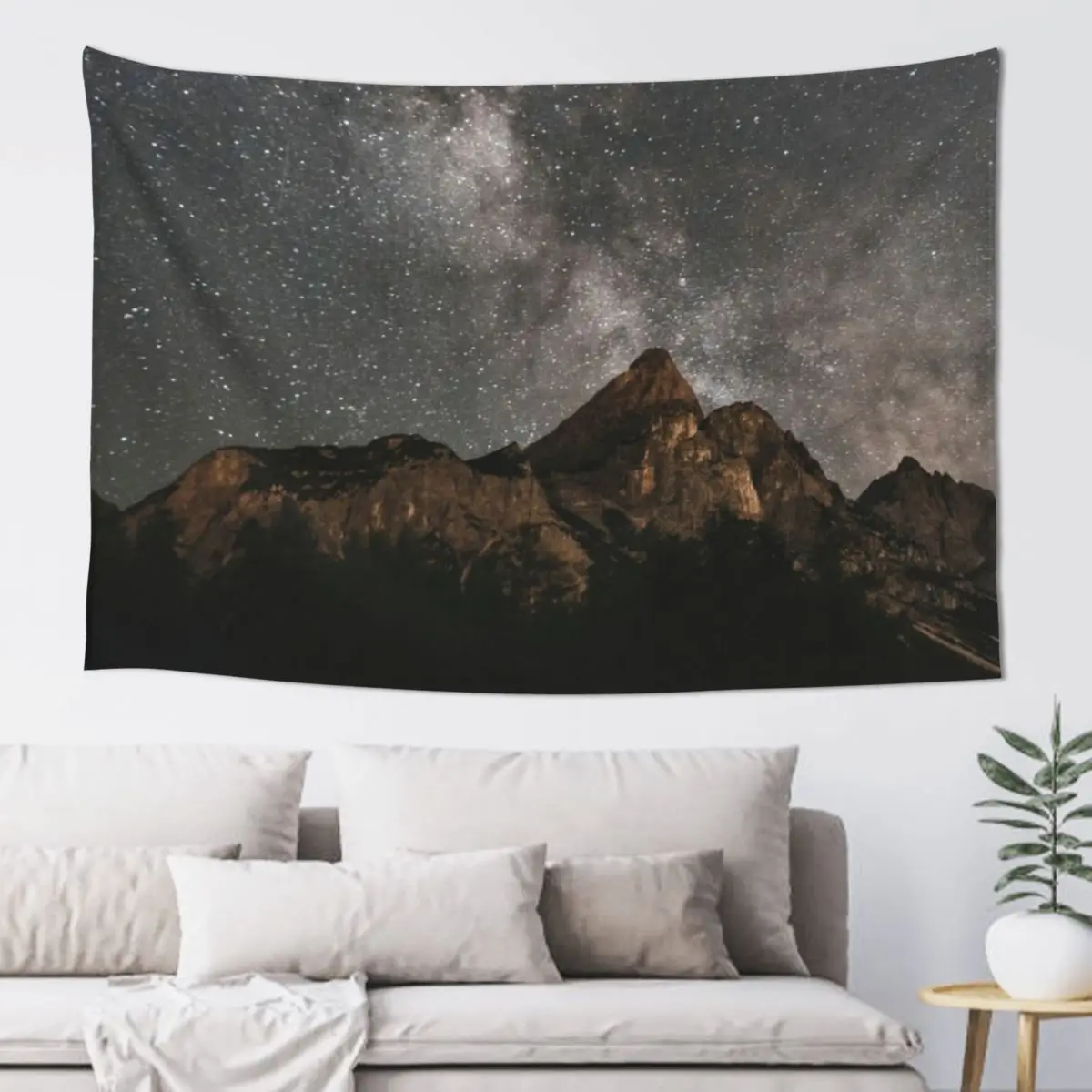 

Milky Way Over Mountains- Landscape Photography Tapestry Things To Decorate The Room House Decor Tapestry