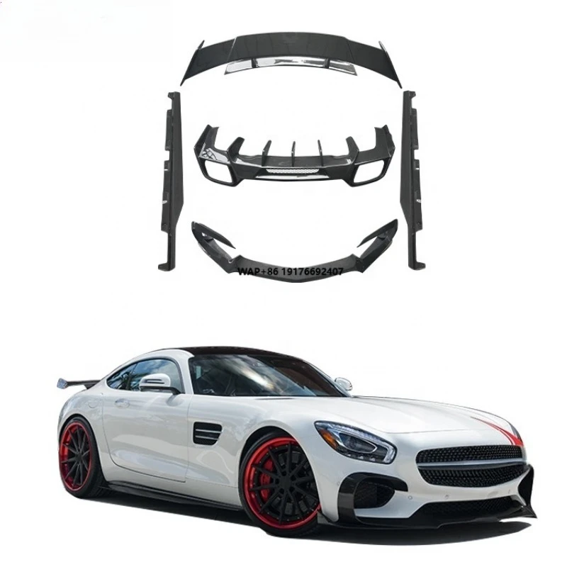 Automotive Spare Parts R Style Carbon Fiber Body Kit for Benz GT GTS Front Lip Rear Diffuser Side Skirts Spoiler Bodykit
