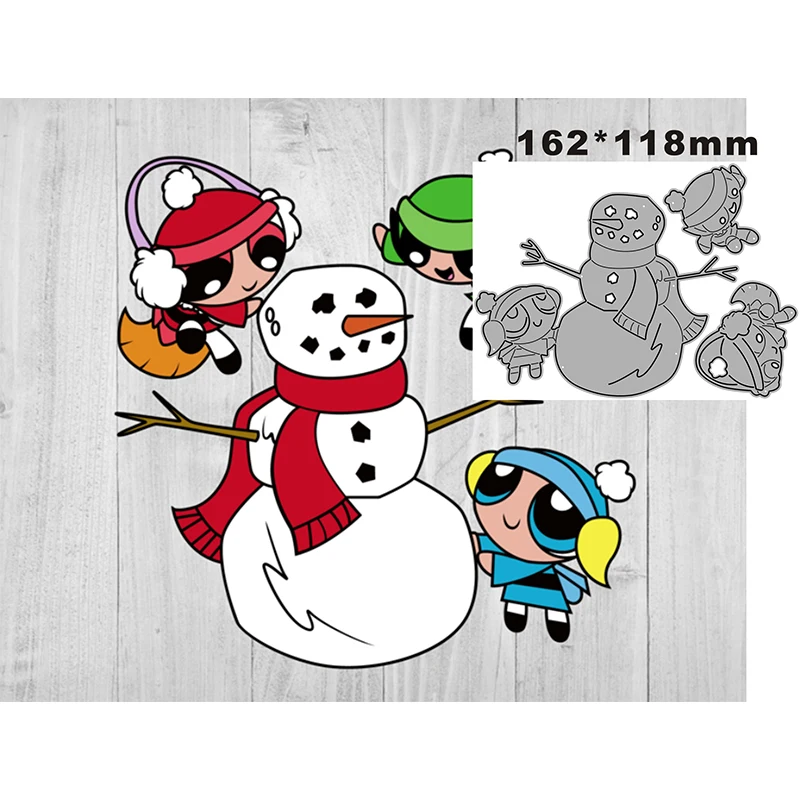 2022 New Naughty Girls Make A Snowman Metal Cutting Dies for Scrapbooking Paper Craft and Card Making Embossing Decor No Stamps