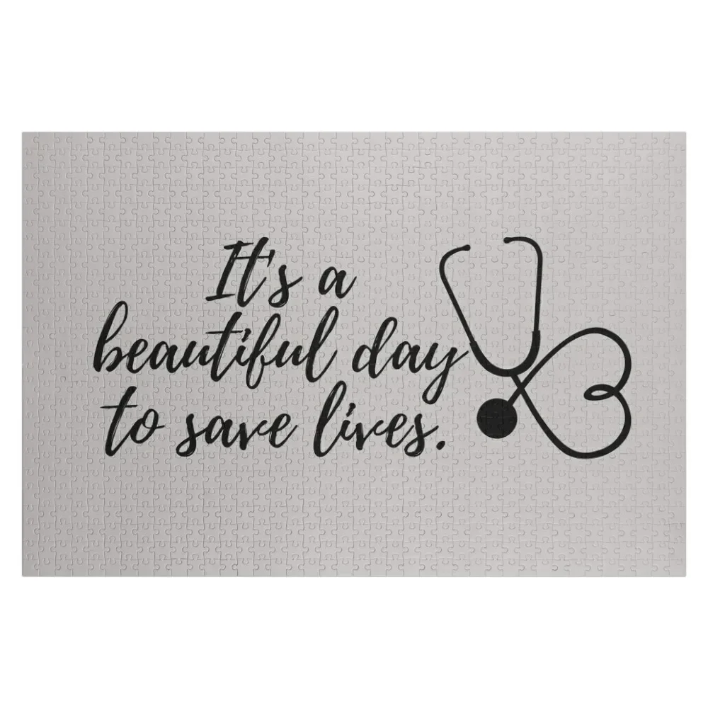 It's a beautiful day to save lives Jigsaw Puzzle Custom Child Personalized Wooden Name Name Wooden Toy Wooden Animal Puzzle