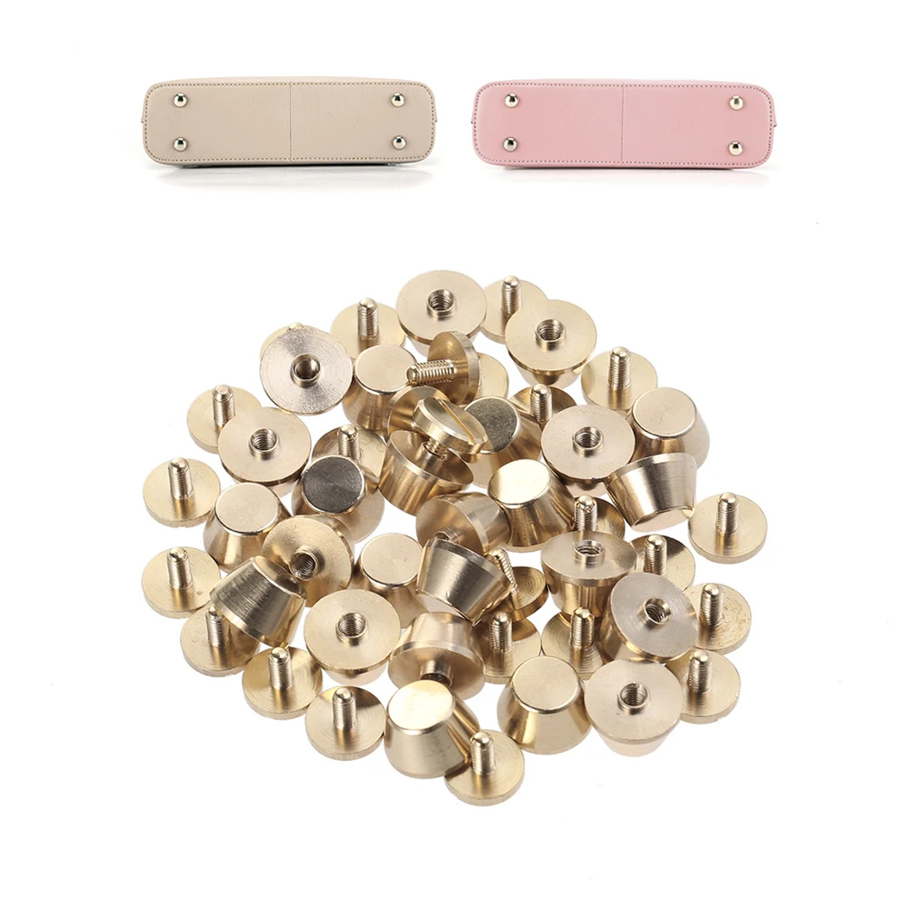 

30 Pcs Copper Studs Bottom Covered Nails Smooth Edge Screw Base Wallet Accessories for Bags Tower Head Buckle Making