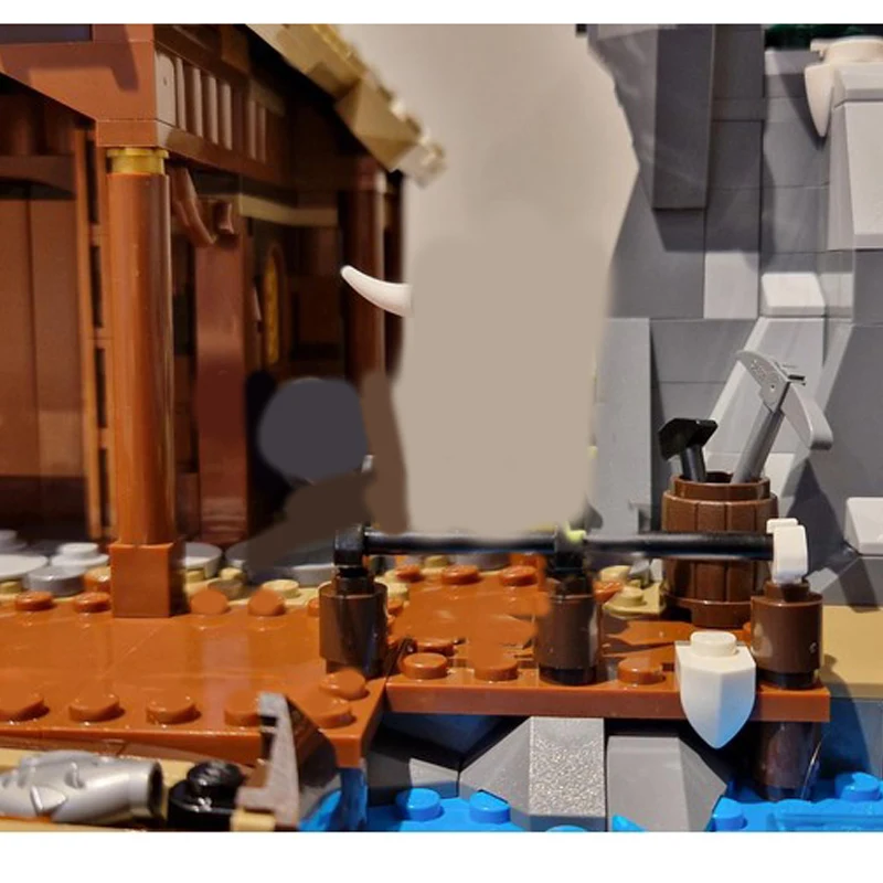 1837 PCS 건설 바이킹 포트 하우스 MOC 맞춤형 모듈식 빌딩 블록 기술 인기 디자인 DIY 장난감 생일 선물