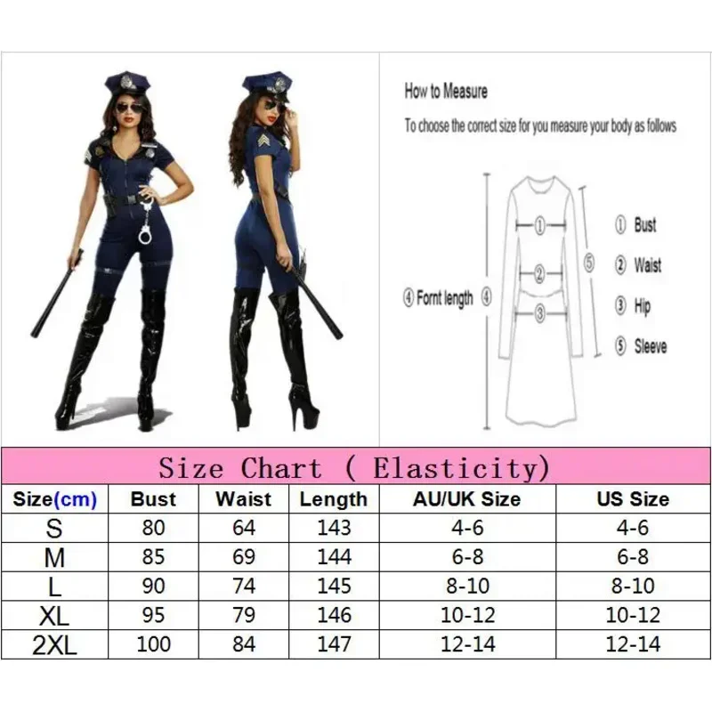 Sexy Female Cop Police Officer Costume Fancy Dress Policewoman Uniform Halloween Adult Women Police Cosplay Jumpsuit