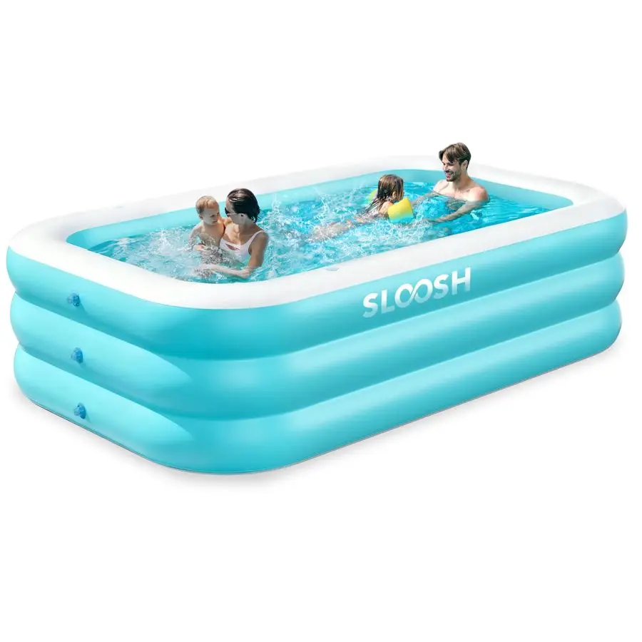 

Inflatable Pool for Adults with Seats, 120 x 72 x 22 FullSized Blow Up Durable Thickened Above Ground Family Pool, Large Swimmi